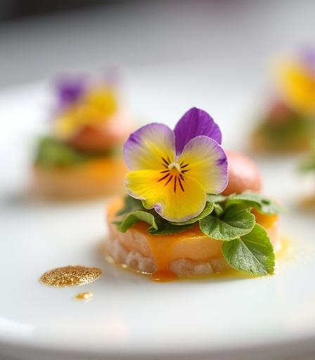 エディブルフラワーを添えた前菜プレート